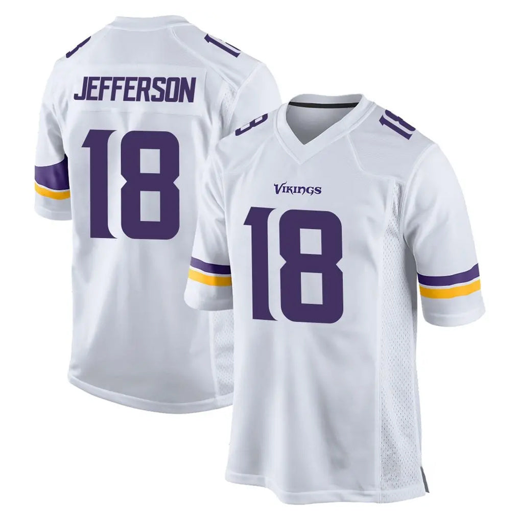 M.Vikings #18 Justin Jefferson Player White Home Game Edoa Stitched Jerseys