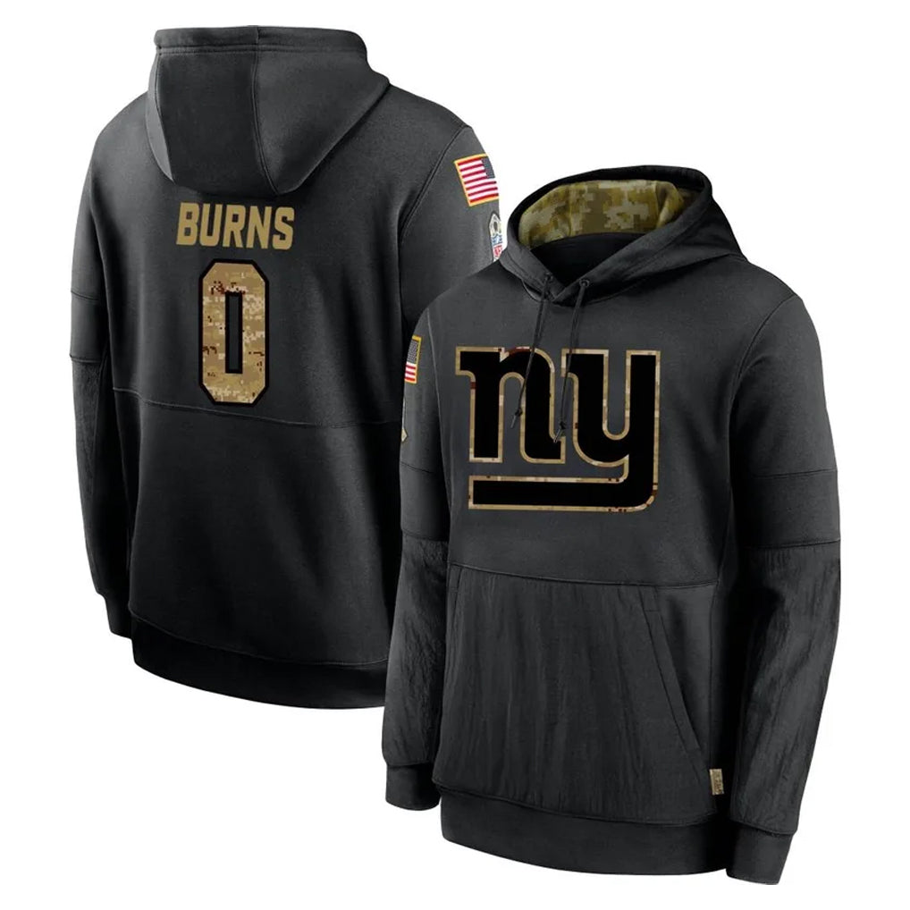 NY.Giants #0 Brian Burns Player Black Salute to Service Hoodies Limited Game Edoa Stitched Jerseys