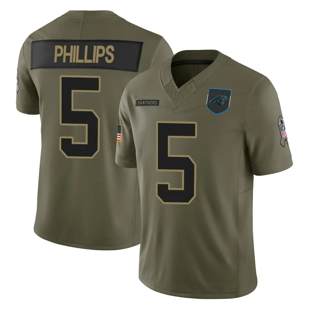 C.Panthers #5 Jaelan Phillips Player Olive Salute to Service Limited Home Game Edoa Stitched Jerseys