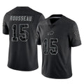 B.Bills #15 Greg Rousseau Player Black RFLCTV Limited Edoa Stitched Jerseys