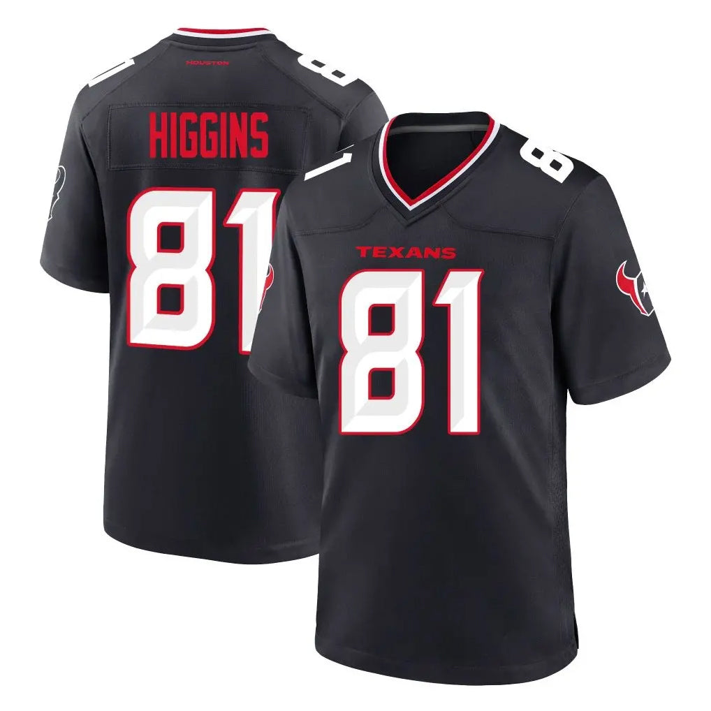 H.Texans #81 Jayden Higgins Player Navy Team Home Game Edoa Stitched Jerseys