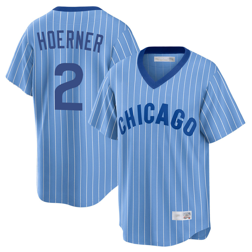 C.Cubs #2 Nico Hoerner Player Blue T-shirt Cooperstown Collection Limited Edoa Stitched Jerseys