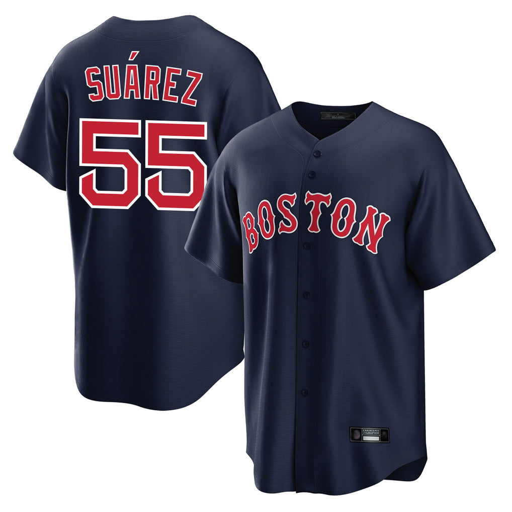 B.Red Sox #55 Ranger Su¨¢rez Player Navy Home Game Edoa Stitched Jerseys