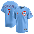 C.Cubs #7 Dansby Swanson Player Light Blue Limited Home Edoa Stitched Jerseys