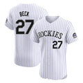 C.Rockies #27 Jordan Beck Player White Limited Elite Home Edoa Stitched Jerseys