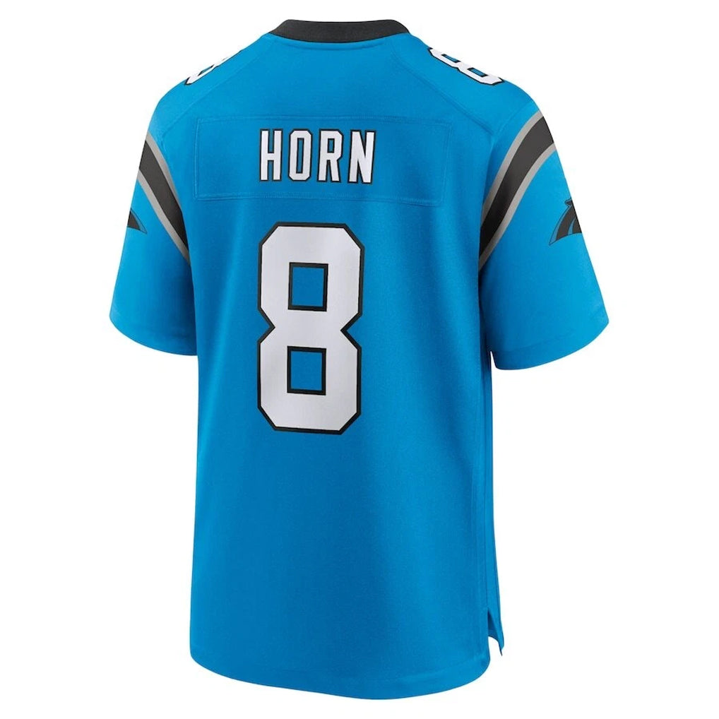 C.Panthers #8 Jaycee Horn Player Blue Home Game Edoa Stitched Jerseys