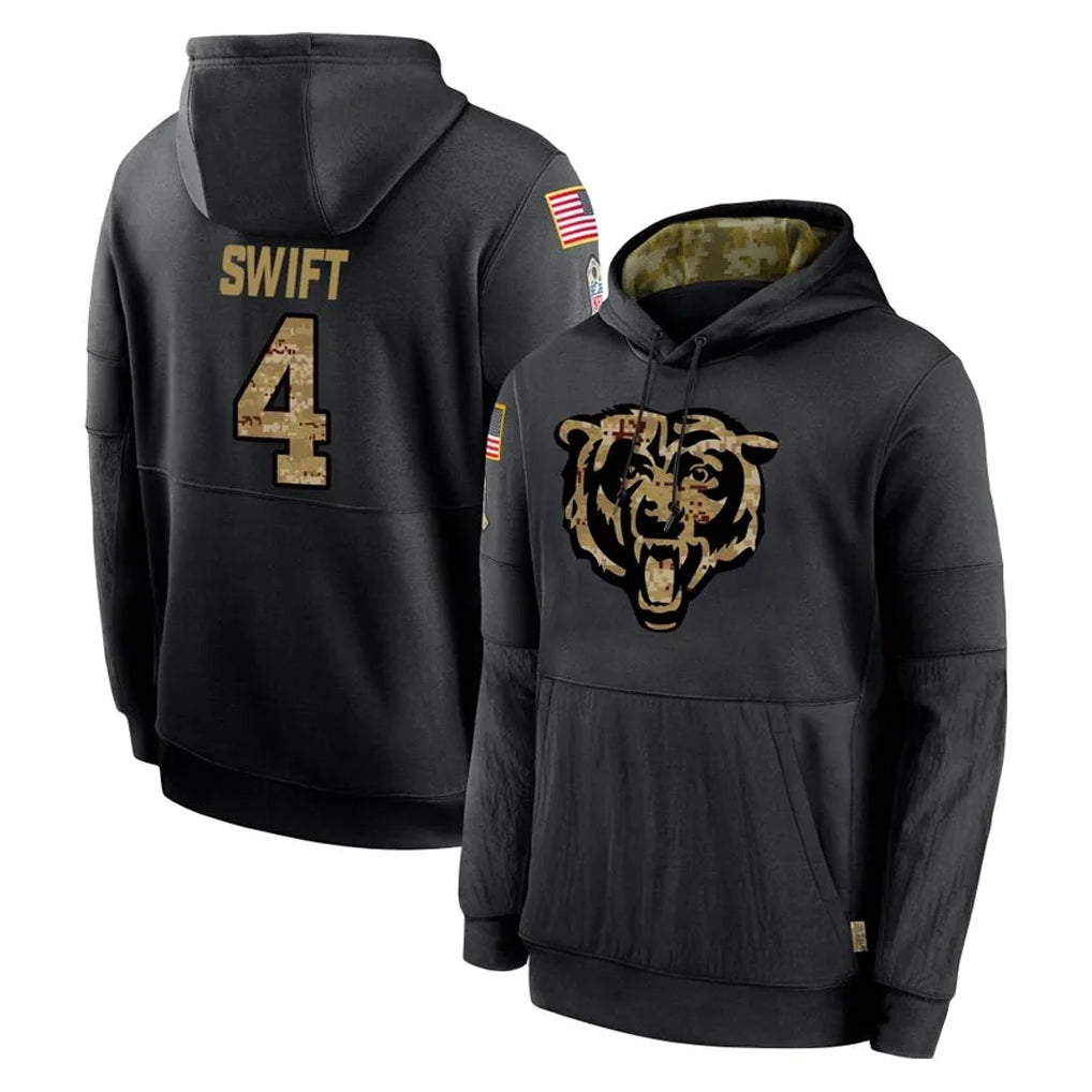 C.Bears #4 D'Andre Swift Player Black Salute to Service Pullover Hoodies Limited Edoa Stitched Jerseys