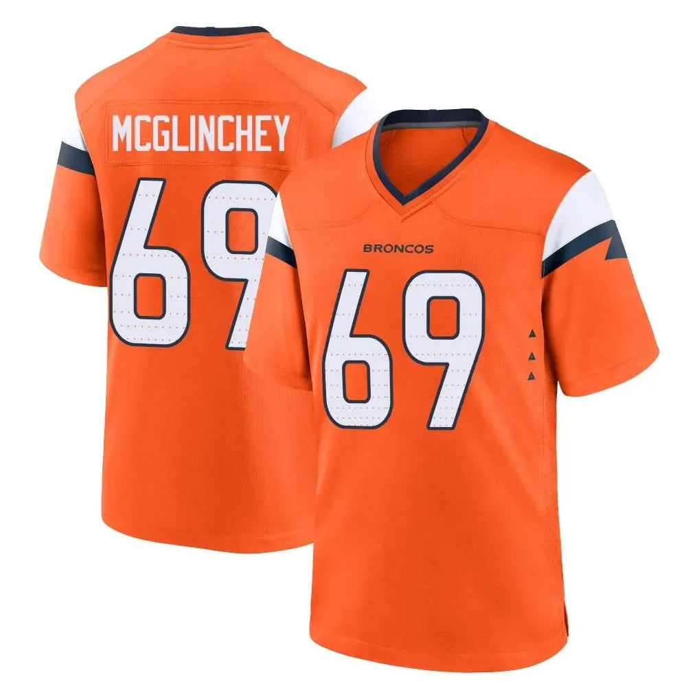 D.Broncos #69 Mike McGlinchey Player Orange Home Game Edoa Stitched Jerseys