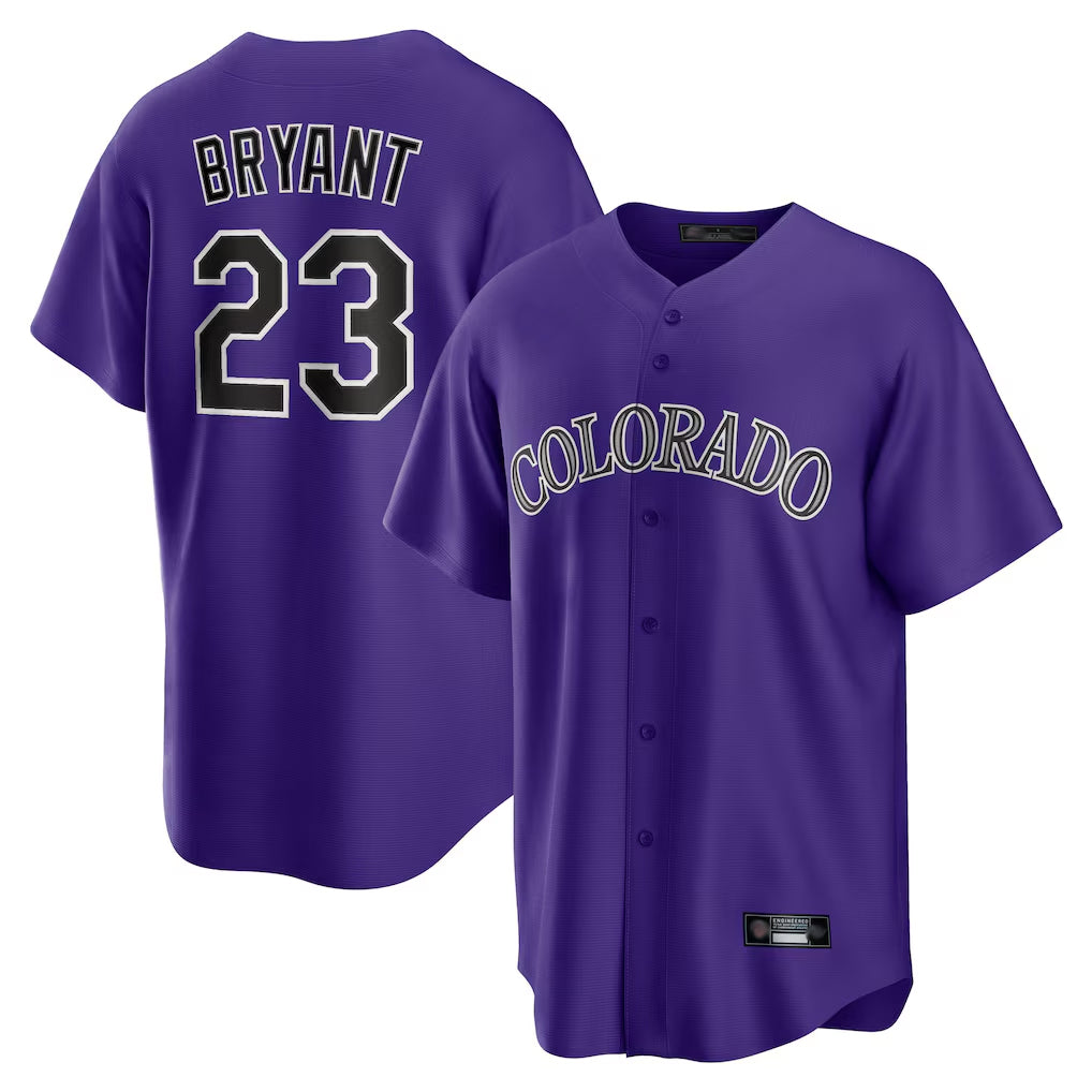 C.Rockies #23 Kris Bryant Player Purple Game Home Edoa Stitched Jerseys