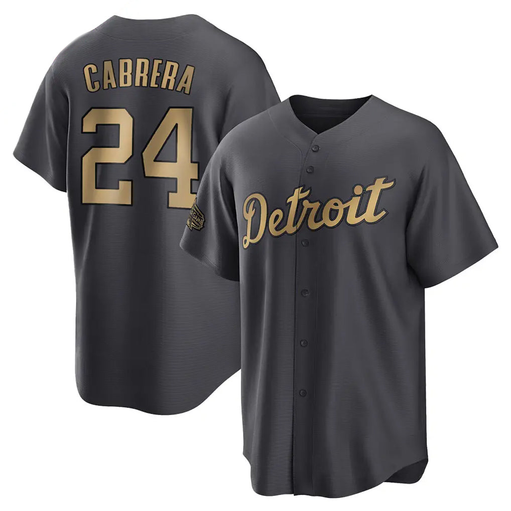 D.Tigers #24 Miguel Cabrera Player Charcoal All-Star Home Game Edoa Stitched Jerseys