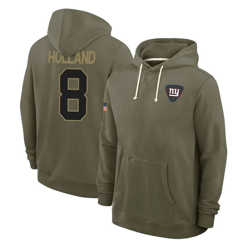 NY.Giants #8 Jevon Holland Player Olive Salute to Service Pullover Hoodies Limited Edoa Stitched Jerseys