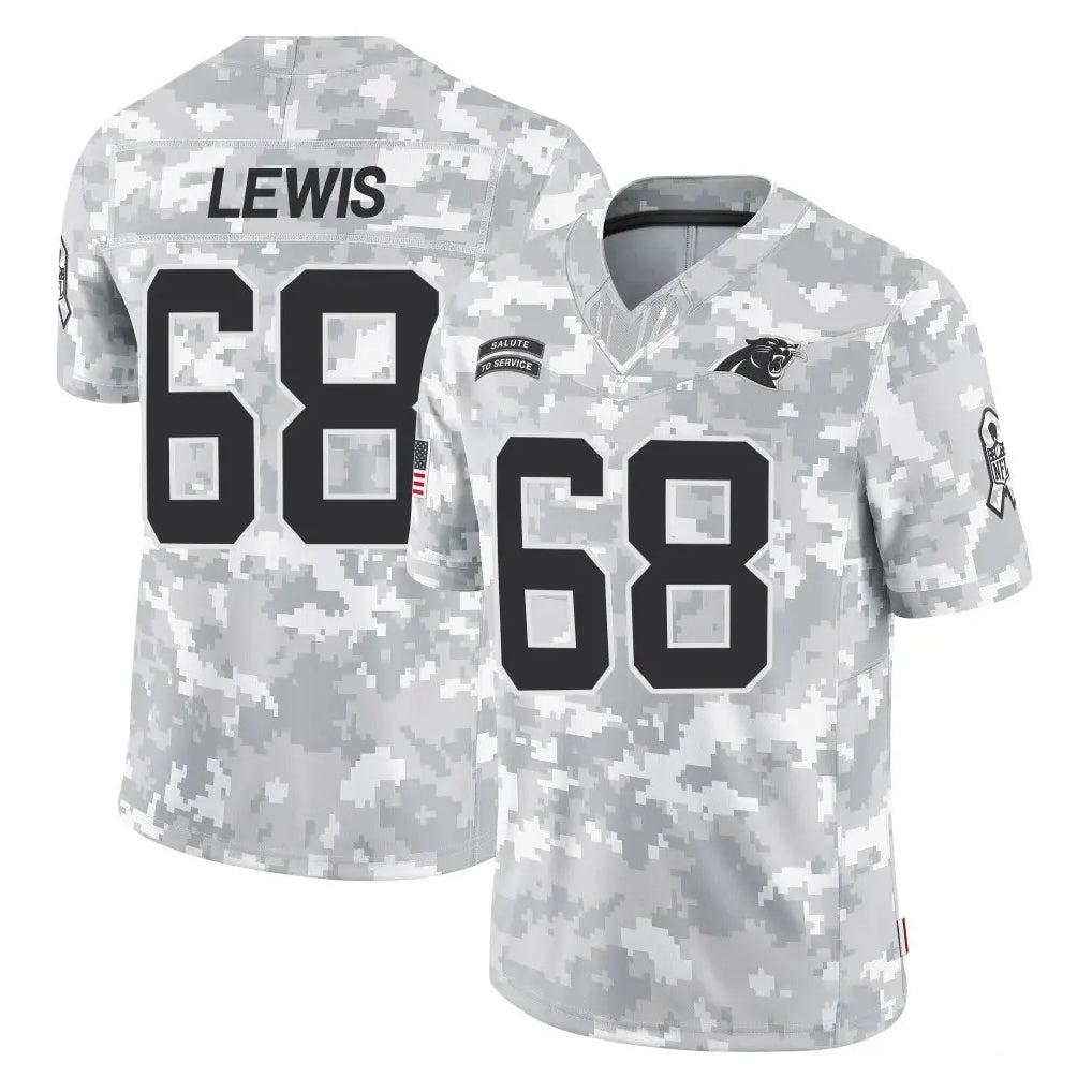 C.Panthers #68 Damien Lewis Player Arctic Camo Salute to Service Limited Game Edoa Stitched Jerseys