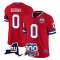 NY.Giants #0 Brian Burns Player Red 100th Season & State Patch Vapor Limited Home Game Edoa Stitched Jerseys