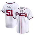 A.Braves #51 Chris Sale Player White Limited Home Game Edoa Stitched Jerseys