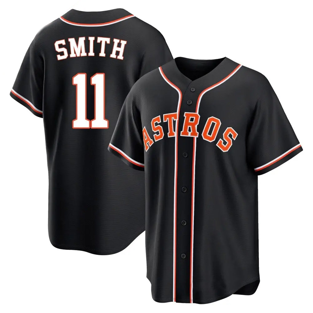 H.Astros #11 Cam Smith Player Black Fashion Out Home Game Edoa Stitched Jerseys