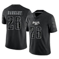 P.Eagles #26 Saquon Barkley Player Black Reflective Limited Home Game Edoa Stitched Jerseys