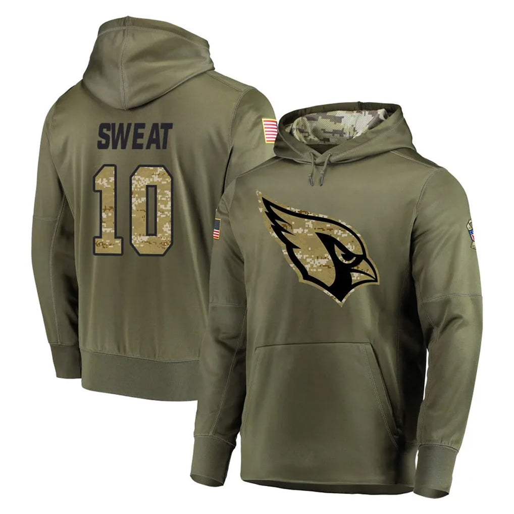 A.Cardinals #10 Josh Sweat Player Olive Salute to Service Pullover Hoodie Home Game Edoa Stitched Jerseys