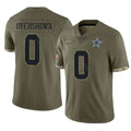 D.Cowboys #0 DeMarvion Overshown Player Olive Salute to Service Limited Game Edoa Stitched Jerseys