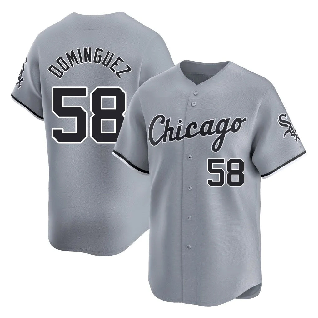 C.White Sox #58 Seranthony Dom¨ªnguez Player Gray Road Limited Home Edoa Stitched Jerseys