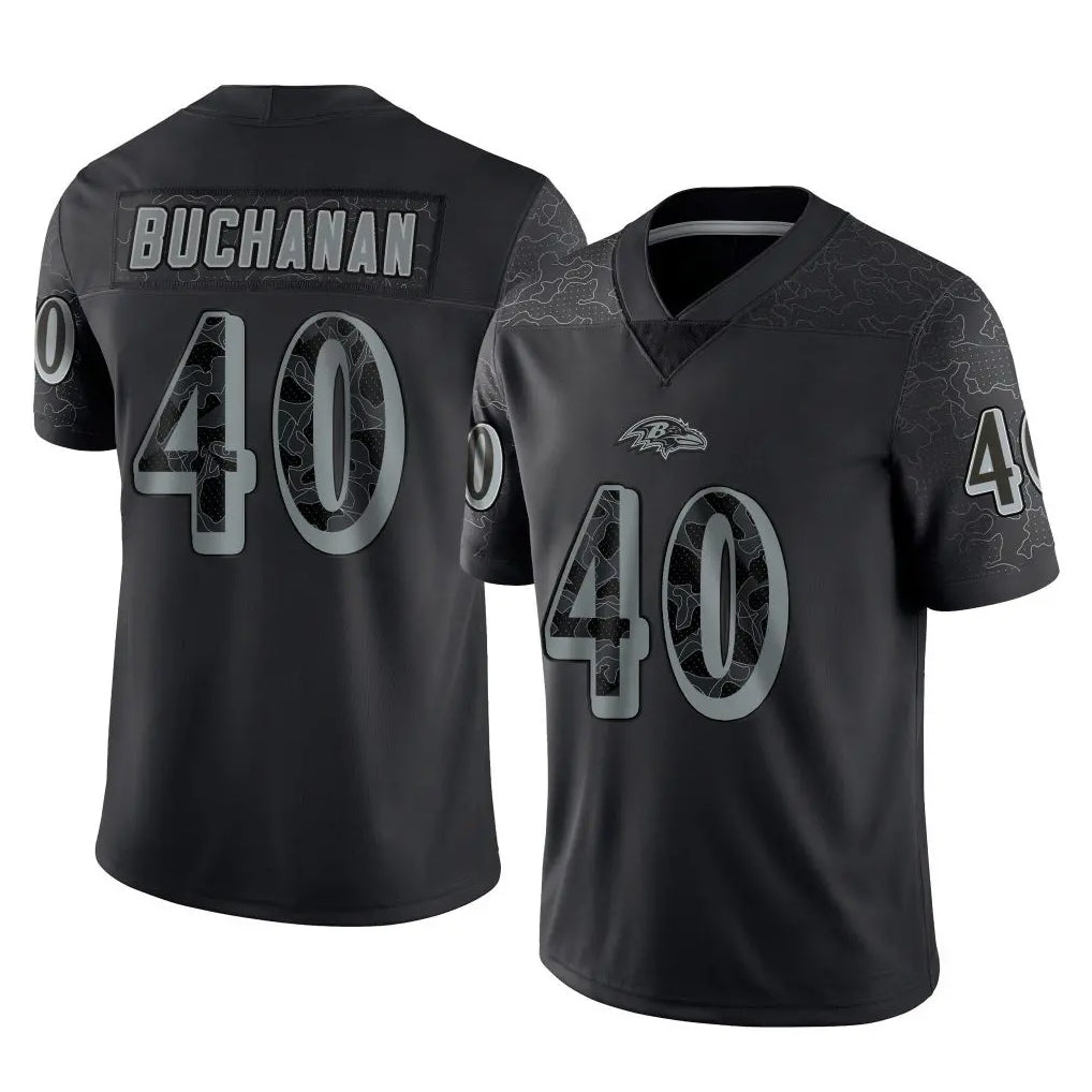 B.Ravens #40 Teddye Buchanan Player Black REFLECTIVE Limited Edoa Stitched Jerseys