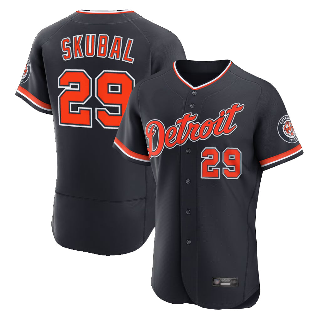 D.Tigers #29 Tarik Skubal Player Navy Limited Elite Home Game Edoa Stitched Jerseys