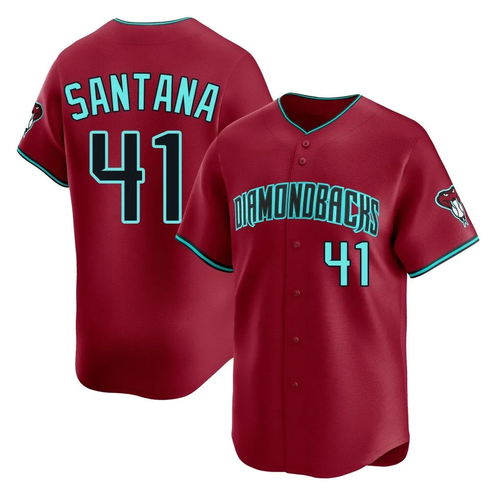 A.Diamondbacks #41 Carlos Santana Player Red Limited Home Game Edoa Stitched Jerseys