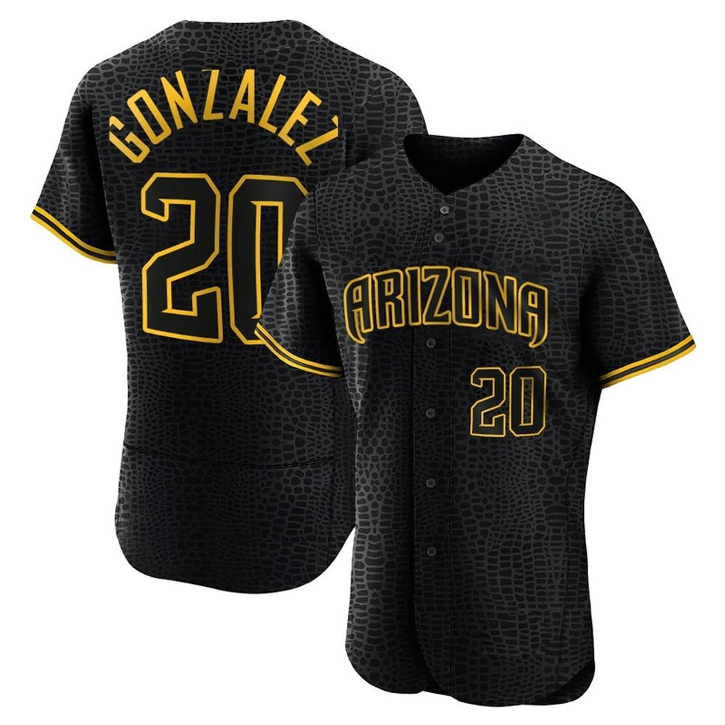 A.Diamondbacks #20 Luis Gonzalez Player Black Snake Skin City Limited Elite Home Game Edoa Stitched Jerseys