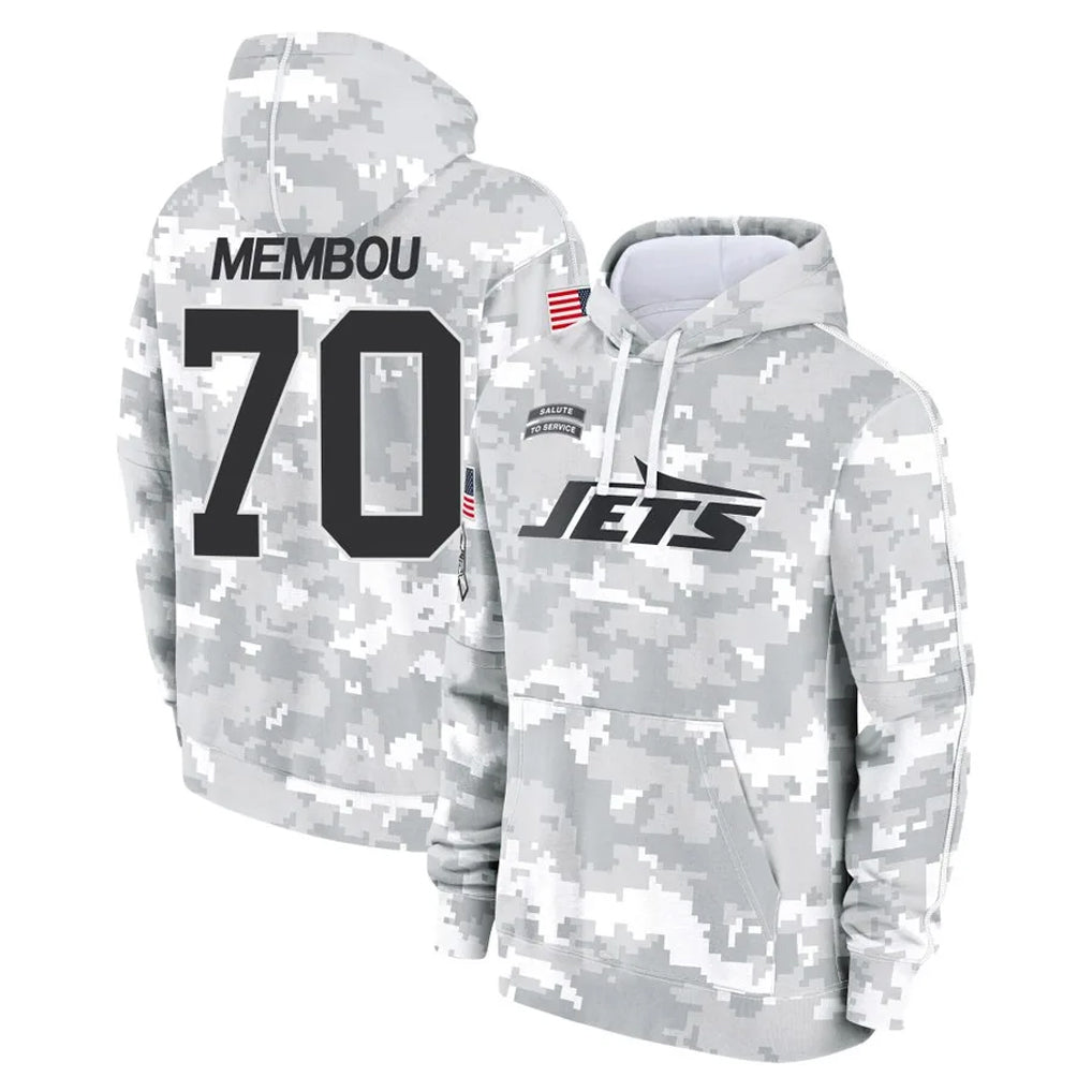NY.Jets #70 Armand Membou Player Arctic Camo Salute to Service Pullover Hoodies Limited Game Edoa Stitched Jerseys