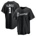 A.Braves #1 Ozzie Albies Player Black Home Game Edoa Stitched Jerseys