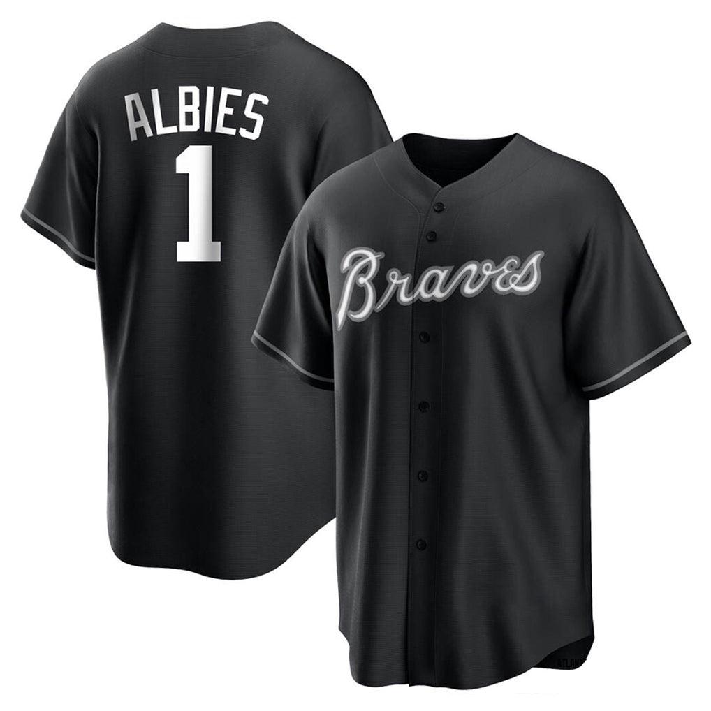 A.Braves #1 Ozzie Albies Player Black Home Game Edoa Stitched Jerseys
