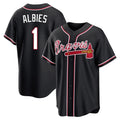 A.Braves #1 Ozzie Albies Player Black Fashion Out Game Edoa Stitched Jerseys