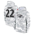 B.Ravens #22 Derrick Henry Player Arctic Camo Salute To Service Hoodie Edoa Stitched Jerseys