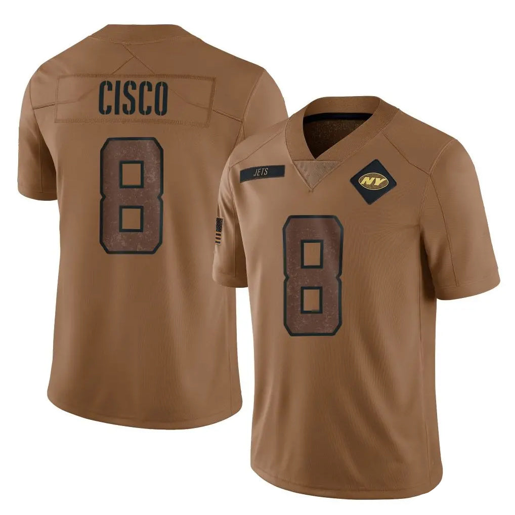 NY.Jets #8 Andre Cisco Player Brown Salute To Service Limited Edoa Stitched Jerseys