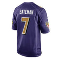 B.Ravens #7 Rashod Bateman Player Purple Color Rush Home Game Edoa Stitched Jerseys