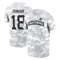 C.Panthers #18 Jalen Coker Player Arctic Camo Salute to Service T-Shirt Hoodies Edoa Stitched Jerseys