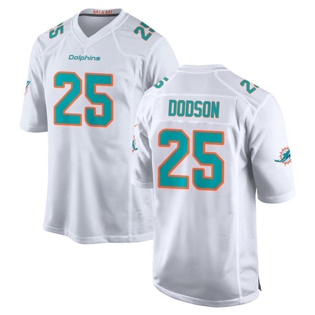M.Dolphins #25 Tyrel Dodson Player White Limited Home Game Edoa Stitched Jerseys