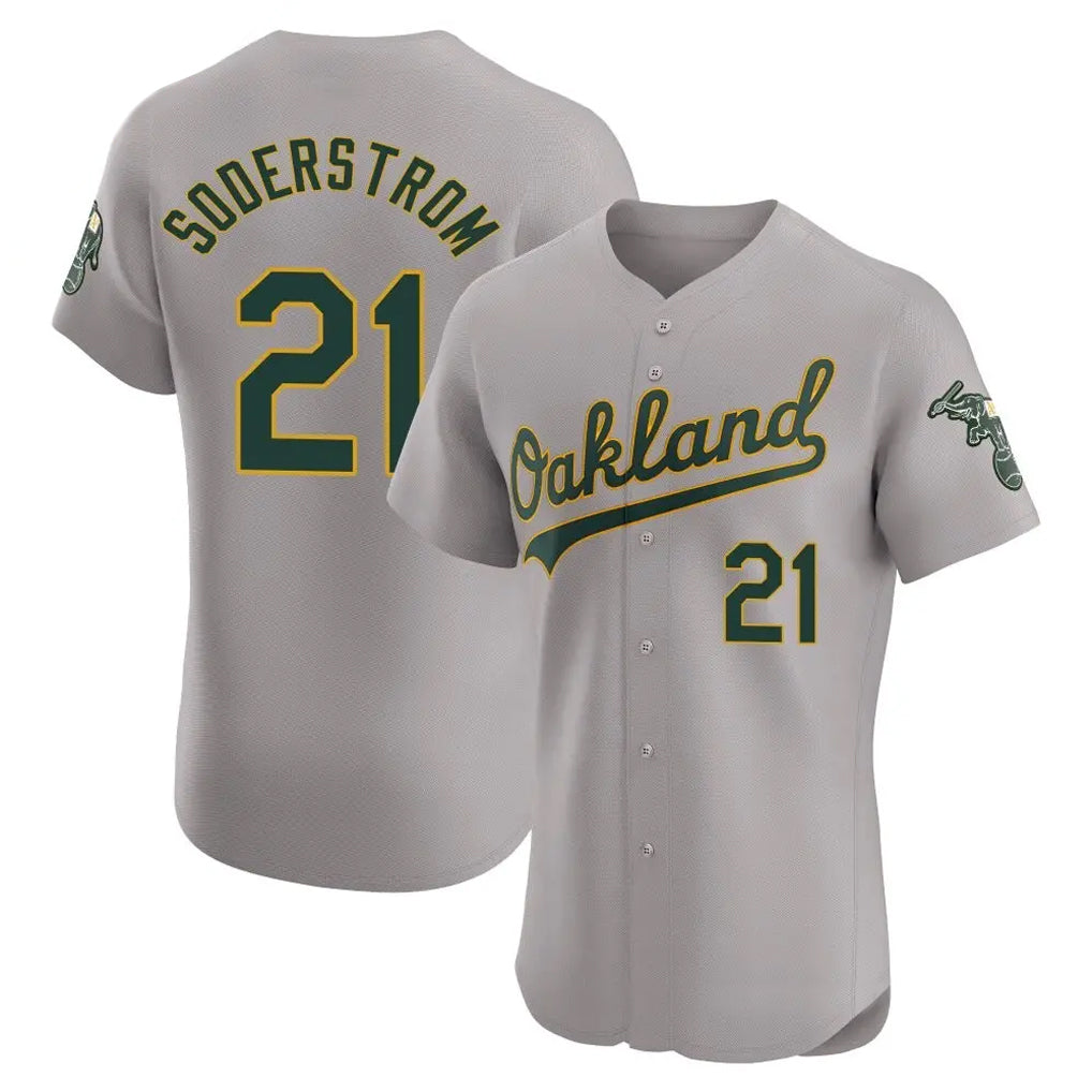 Athletics #21 Tyler Soderstrom Player Gray Road Limited Elite Home Game Edoa Stitched Jerseys