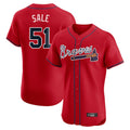 A.Braves #51 Chris Sale Player Red Limited Elite Home Game Edoa Stitched Jerseys