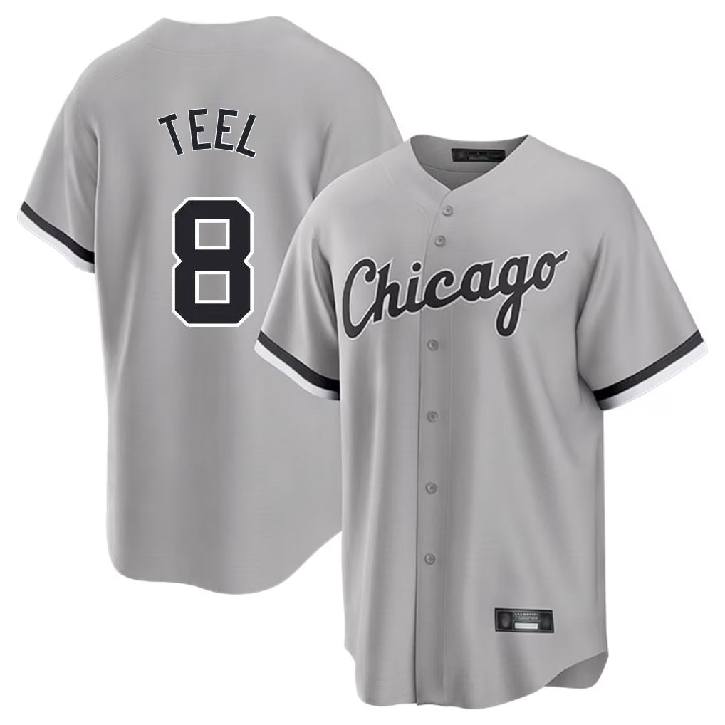 C.White Sox #8 Kyle Teel Player Gray Home Game Edoa Stitched Jerseys