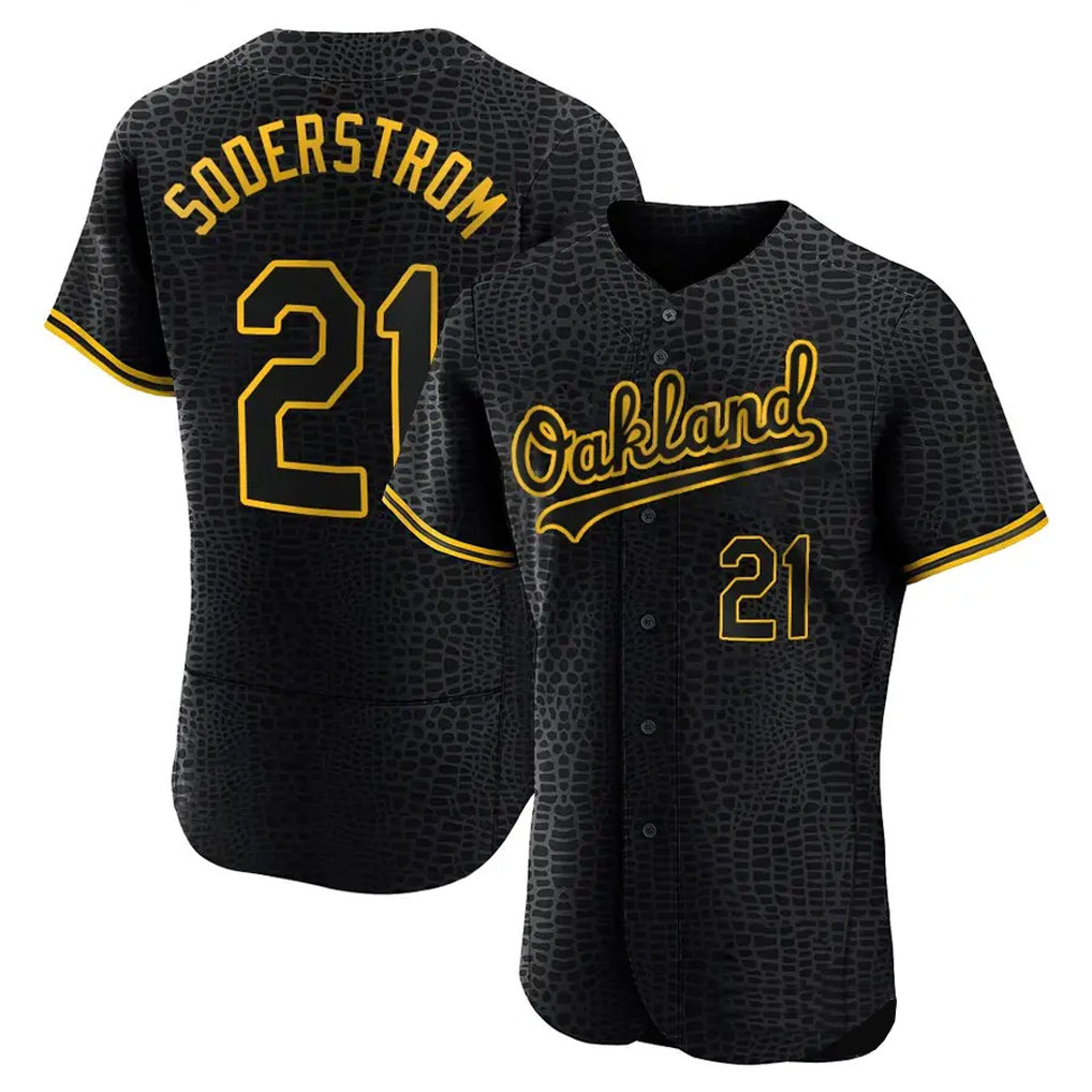 Athletics #21 Tyler Soderstrom Player Black Snake Skin City Limited Elite Home Game Edoa Stitched Jerseys