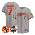 B.Orioles #7 Jackson Holliday Player Gray 30th Anniversary of 2131 Home Game Edoa Stitched Jerseys