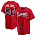 A.Braves #56 Spencer Schwellenbach Player Red Home Game Edoa Stitched Jerseys