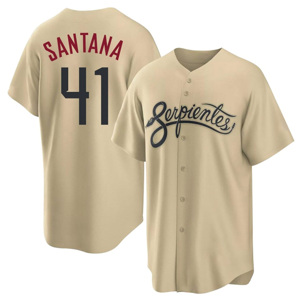 A.Diamondbacks #41 Carlos Santana Player Tan City Connect Home Game Edoa Stitched Jerseys