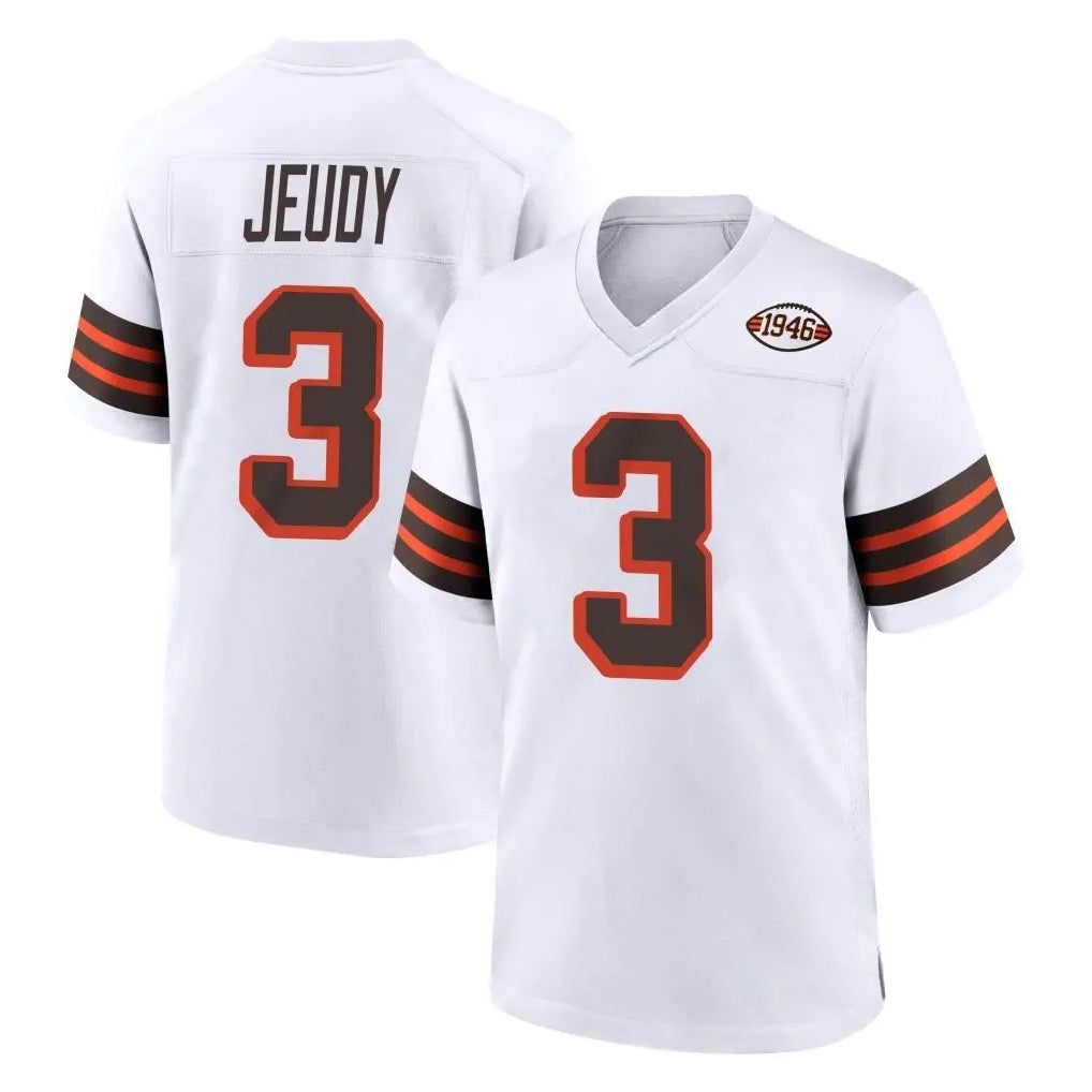 C.Browns #3 Jerry Jeudy Player White Alternate Home Game Edoa Stitched Jerseys