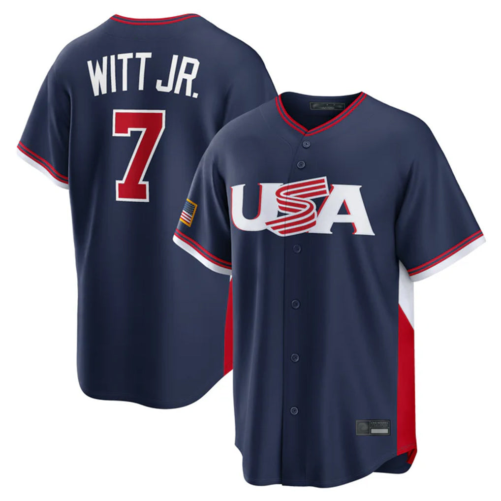KC.Royals #7 Bobby Witt Jr. Player Navy USA 2026 World Classic Game Edoa Stitched Jerseys