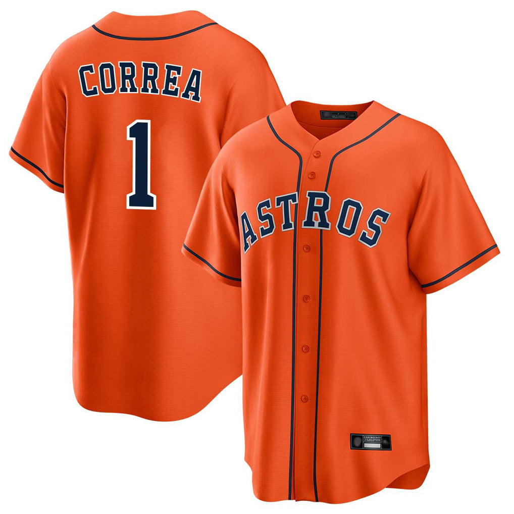 H.Astros #1 Carlos Correa Player Orange Home Game Edoa Stitched Jerseys