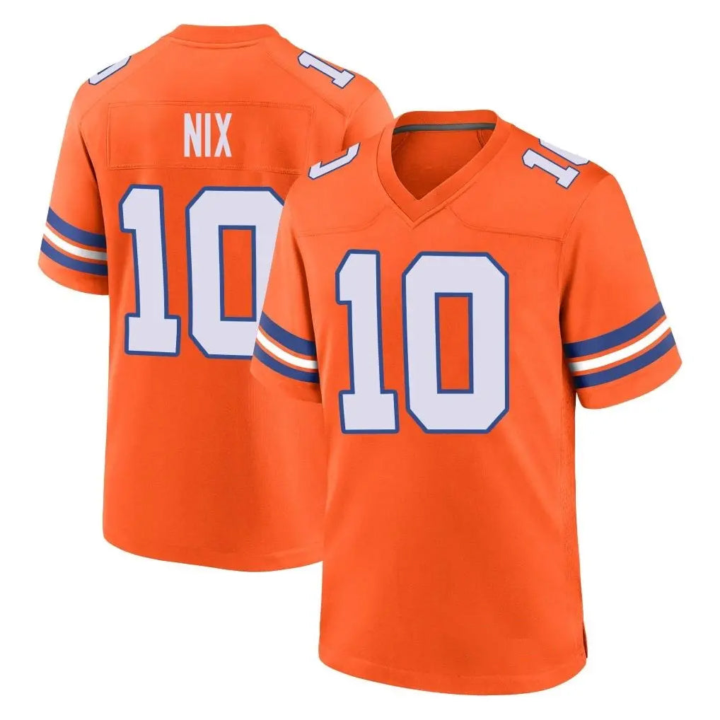 D.Broncos #10 Bo Nix Player Orange Alternate Collection Throwback Game Edoa Stitched Jerseys