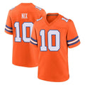 D.Broncos #10 Bo Nix Player Orange Alternate Collection Throwback Game Edoa Stitched Jerseys