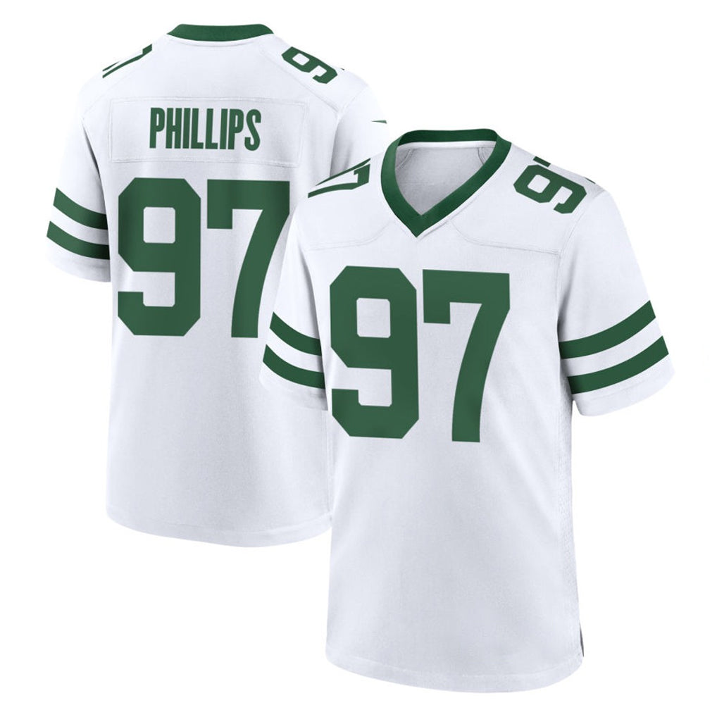 NY.Jets #97 Harrison Phillips Player White Legacy Home Game Edoa Stitched Jerseys