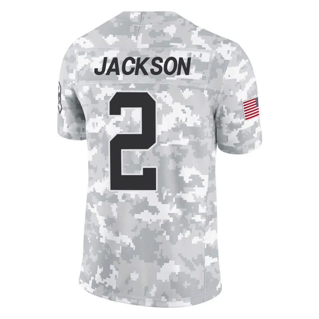 C.Panthers #2 Michael Jackson Player Arctic Camo Salute to Service Limited Game Edoa Stitched Jerseys